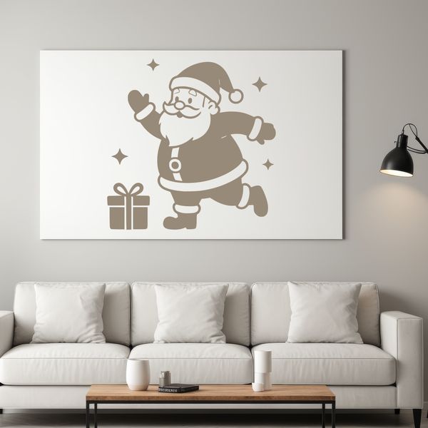 A vector design of Father Christmas wearing a hat and coat, suitable for various uses.