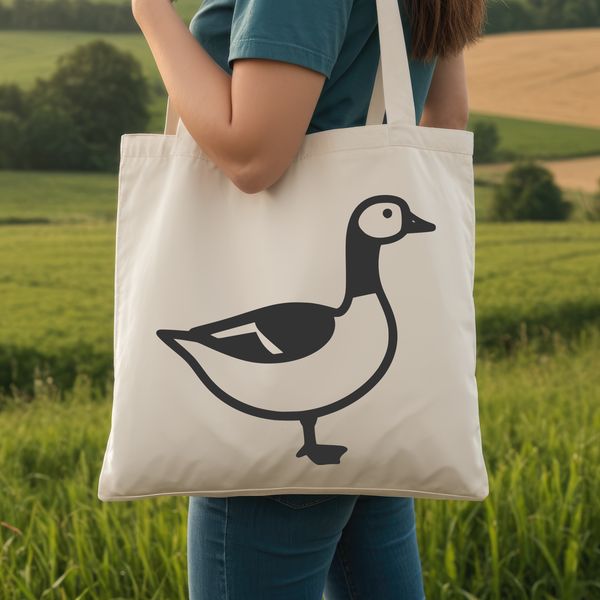 A vector illustration of a goose in silhouette.