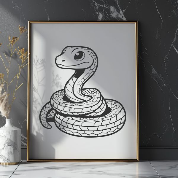 Reptile Graphic Vector Art Illustrated vector graphic of a snake, suitable for cutting machines and digital design.