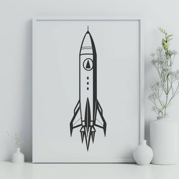 Rocket Ship Design in High-Quality SVG A futuristic spaceship illustration designed as vector art for various uses.