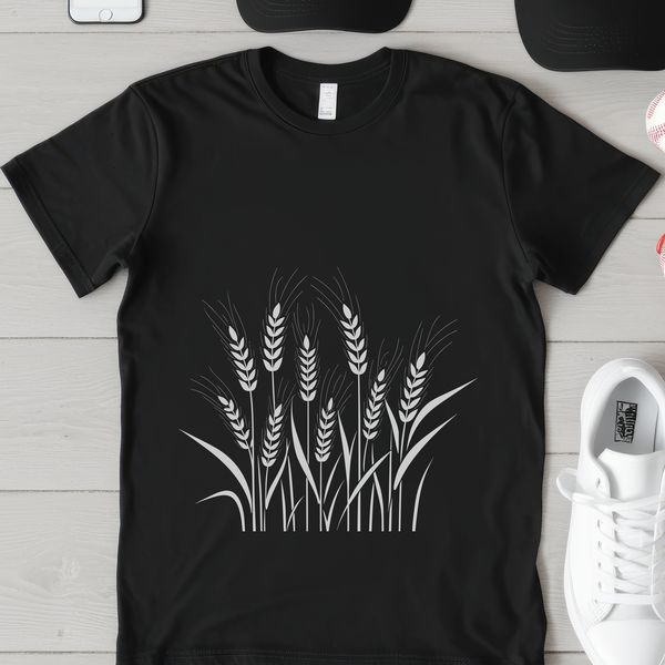 Beautiful Wheat Silhouette SVG Art Illustrative wheat plant with stylized leaves and grain, suitable for vector art projects.