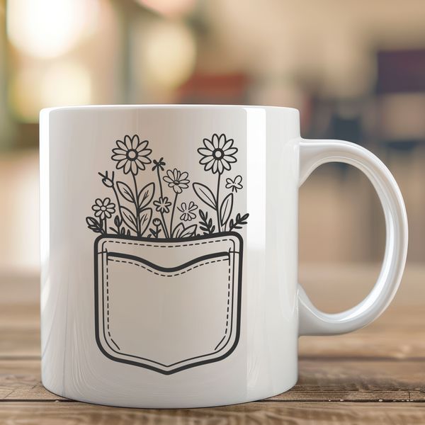Floral Pocket Clip Art Vector A floral design for a pocket featuring a stylized wild flower motif.