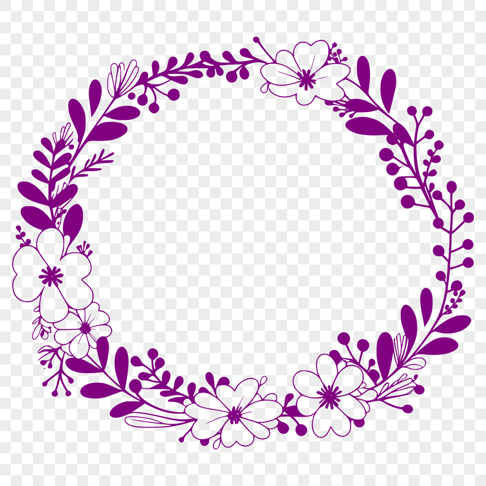 Whimsical Floral Wreath SVG Cutout A floral design in the shape of a circular wreath, suitable for cutting machines like Cricut.