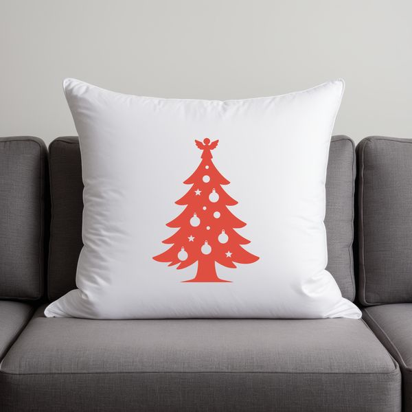 A minimalist SVG illustration of a traditional Christmas tree with branches and ornaments.