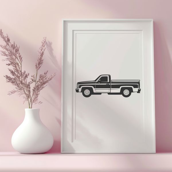 SVG Graphic of a Pickup Truck Digital representation of a pickup vehicle in SVG format.