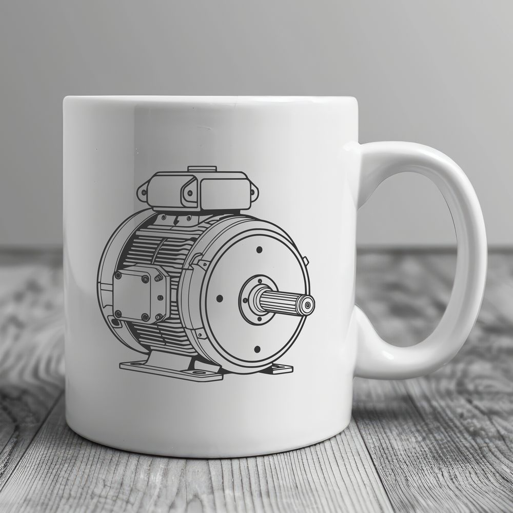 Detailed Electric Motor Design A high-tech illustration of an electric motor with detailed components.