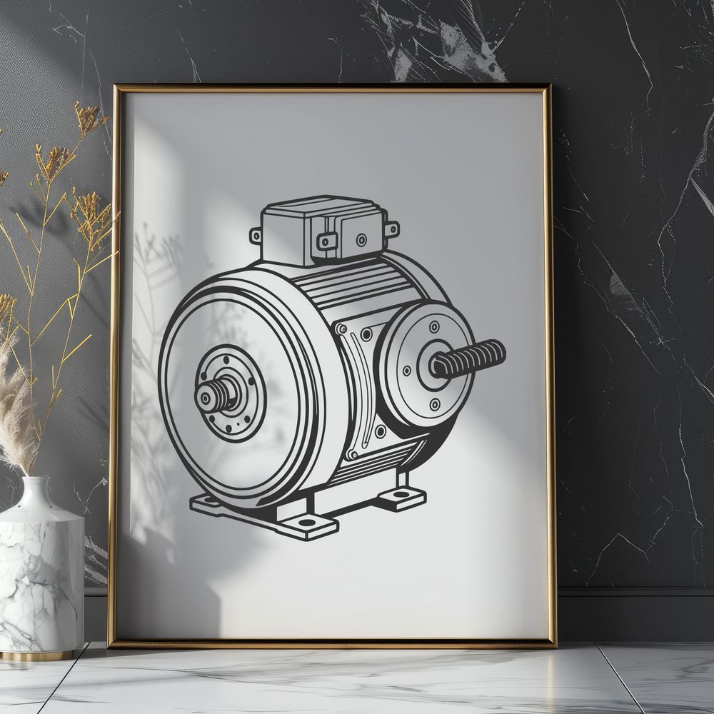 Vector Engine Illustration A vector representation of a motor engine, suitable for graphic design and digital cutting projects.