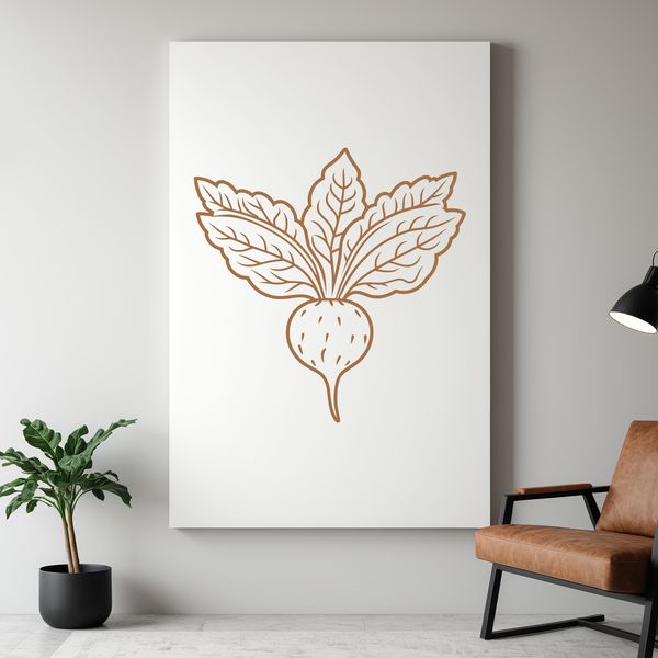 Vector Root Vegetable Art A detailed vector illustration of a single radish root with subtle texture and shading.