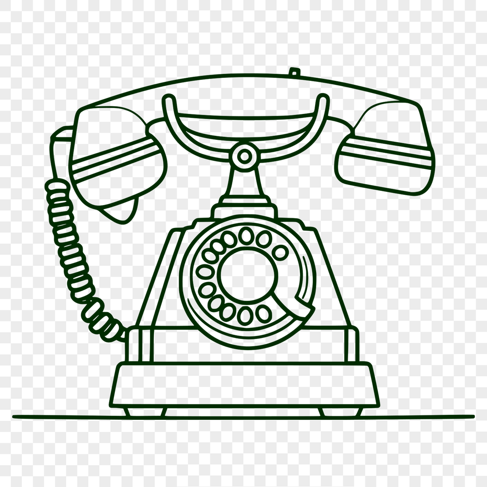 A high-resolution telephone icon designed as a vector graphic for various uses including Cricut projects and pyrography.