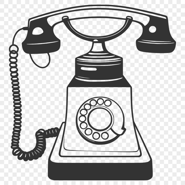 Vintage Telephone Graphic An illustration of a classic phone with a dial tone keypad.