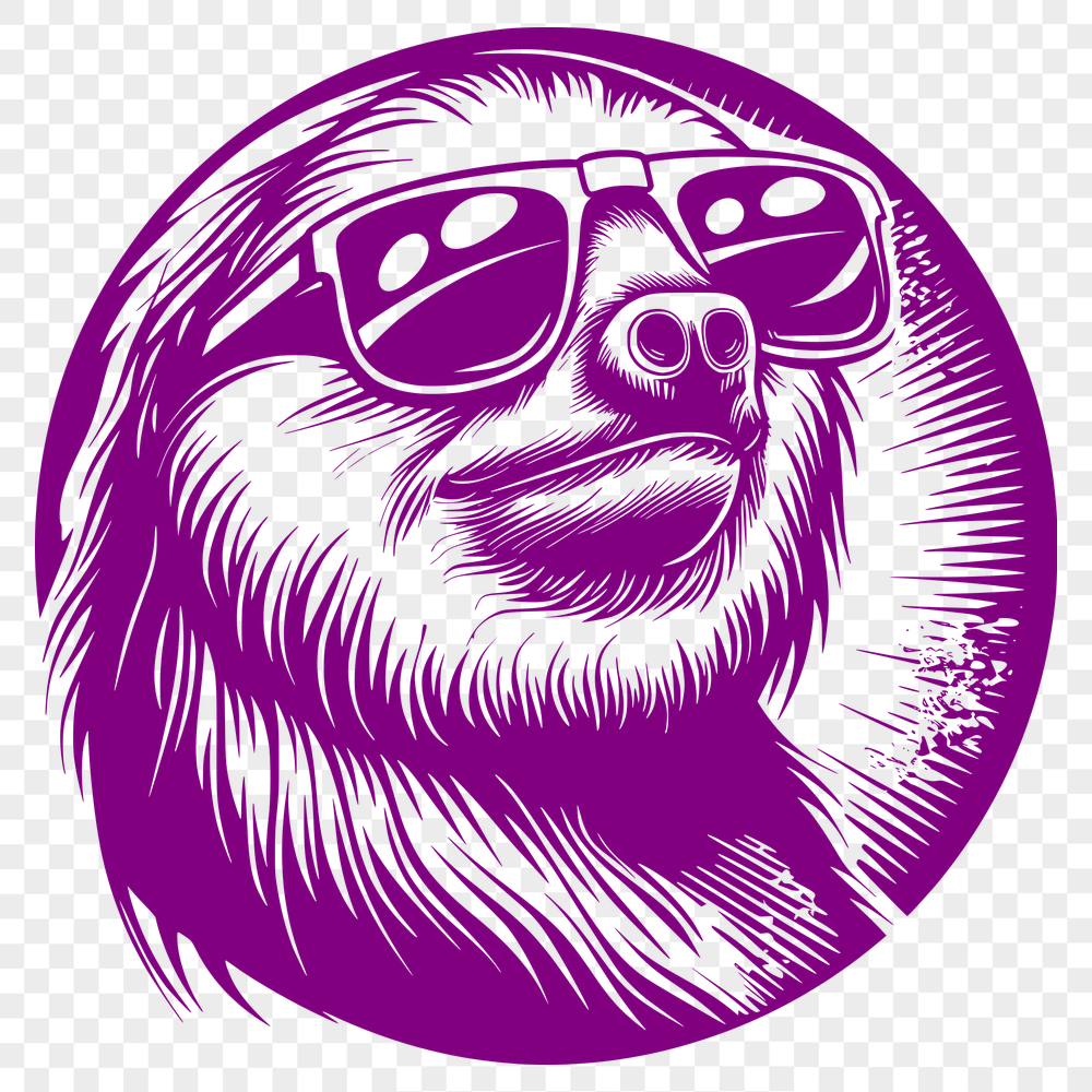 Stunning Sloth Wearing Sunglasses PNG