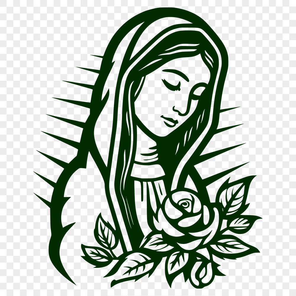 Floral Our Lady Of Guadalupe  SVG, PNG, PDF And DXF Files