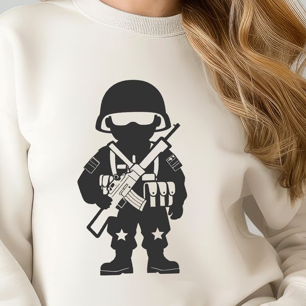 Soldier Icon in Uniform Vector Graphic Military personnel in uniform with equipment vector graphic icon.