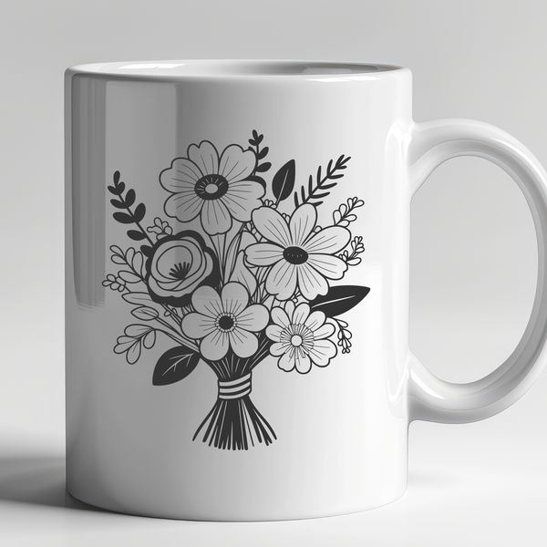 Decorative Bouquet Illustration A bouquet of colorful flowers arranged in a decorative way.
