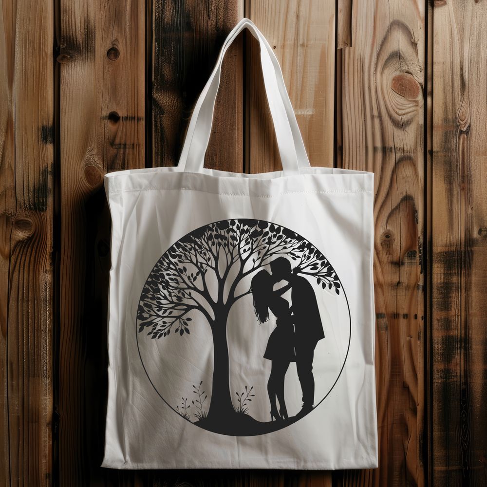 Love in Bloom Vector Tree A vector graphic representation of a lovers' tree, perfect for Valentine's Day or wedding decorations.