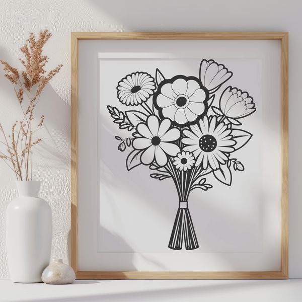 Bouquet of Colorful Blooms A colorful arrangement of flowers in various colors and shapes, suitable for floral design.