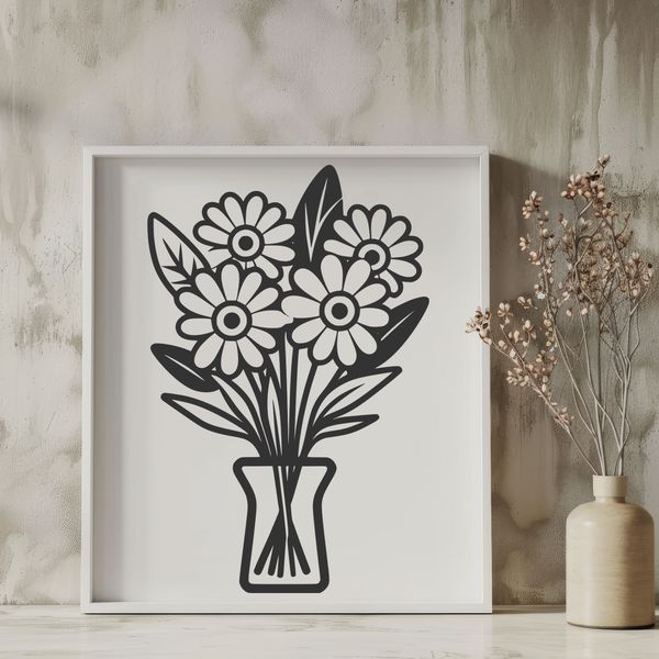 Floral Arrangement Illustration A stylized graphic illustration of a floral arrangement, suitable for various design applications.