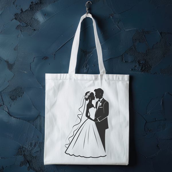 Bride and Groom SVG Image Illustrated wedding scene featuring a bride and groom.