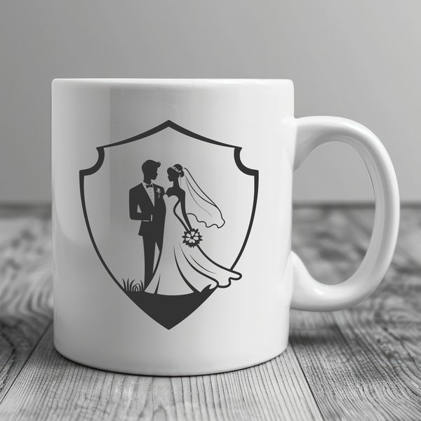 Vector Art Design - Happy Couple A detailed illustration of a happy couple exchanging vows on their wedding day, suitable for vector art design.