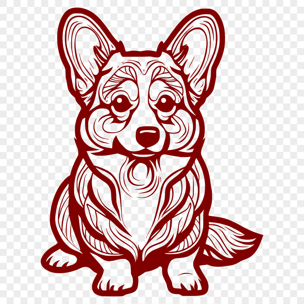 Ornate Sitting Dog PNG