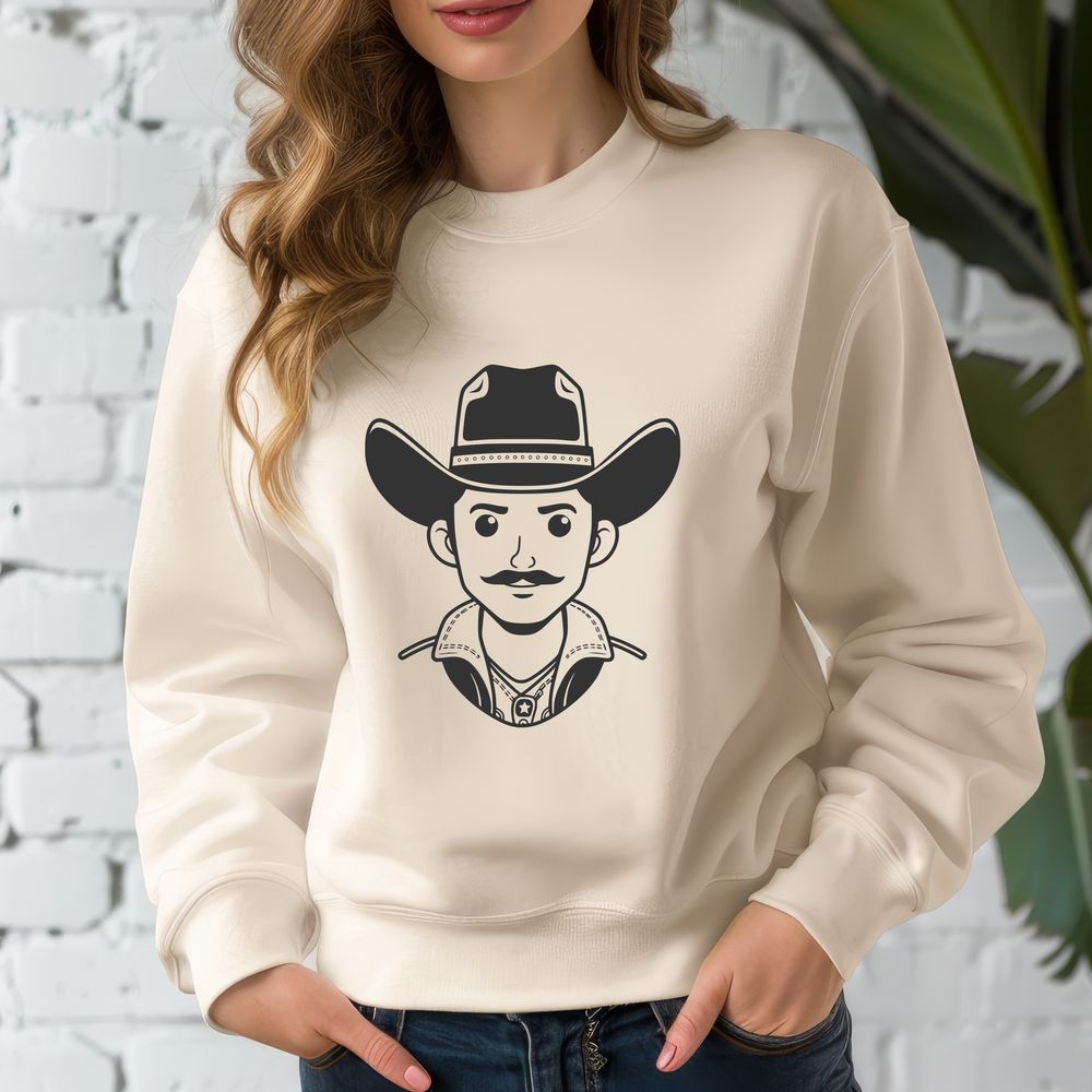 Vintage Cowboy Graphic Vector A classic illustration of a cowboy, suitable for various uses including cutting machine stencils and vector designs.