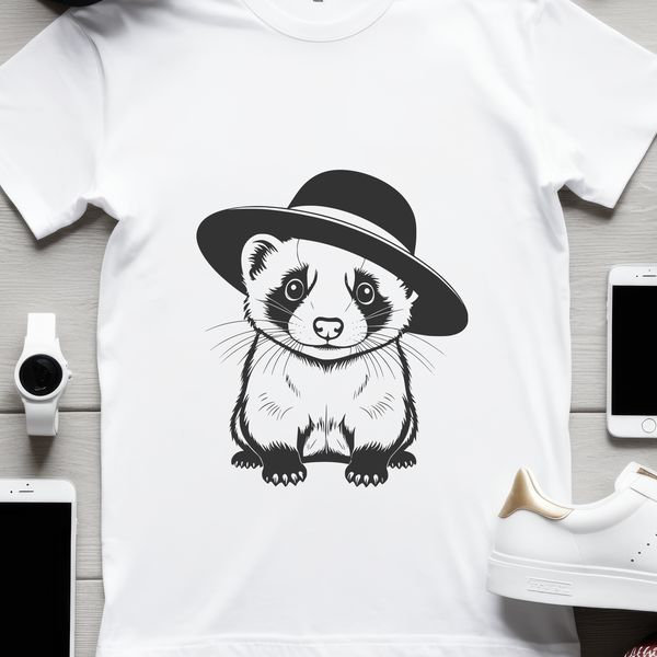 Ferret Silhouette with Hat A simple ferret silhouette with hat, suitable for cutting machine and laser engraving projects.