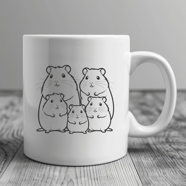 Cuddly Small Mammal Illustration A small mammal with fluffy fur and large round eyes, often kept as a pet in family homes.