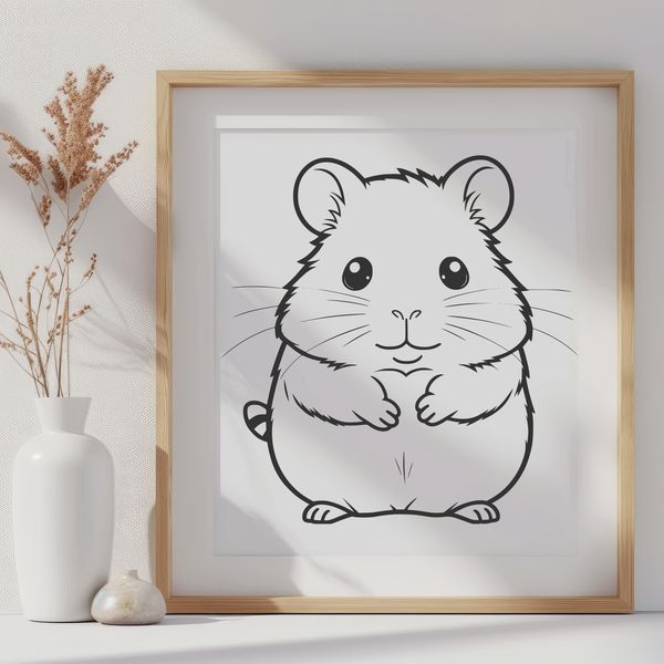 Small Animal Portrait A small, furry rodent with large eyes and a cute face, often kept as a household pet.