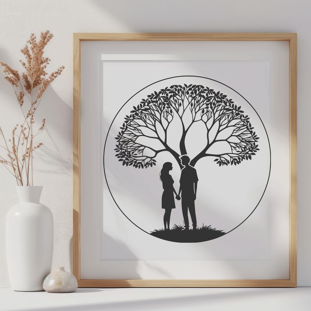 Intertwined Tree Branches Heart Shape Symbolism An illustration of intertwined tree branches forming a heart shape, symbolizing love.