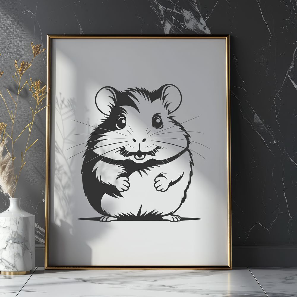 Cute Rodent Perched on Hind Legs A small, adorable hamster perched on its hind legs.