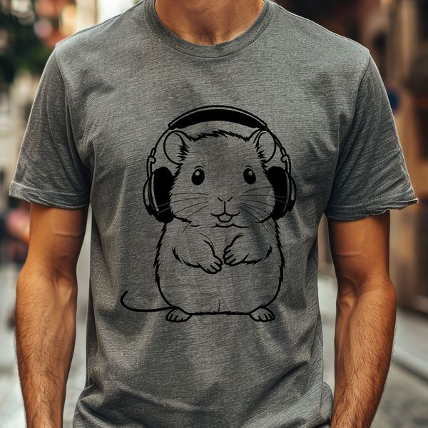Whimsical Hamster Design A small, furry rodent with a rounded body and long tail, commonly kept as a pet.