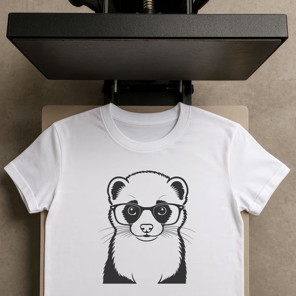 Ferret Silhouette with Specs A ferret wearing glasses in a simple silhouette vector art illustration.