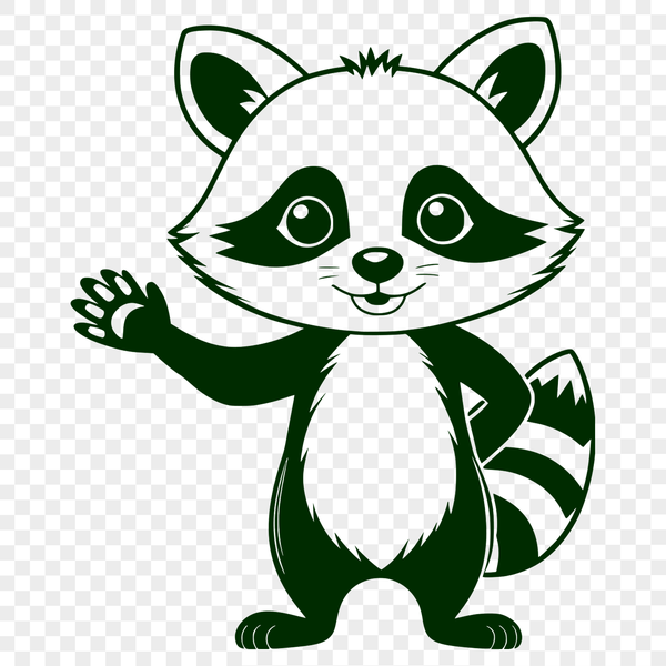 Whimsical SVG Wildlife Design A vector illustration of a raccoon in a playful pose, suitable for various design applications.