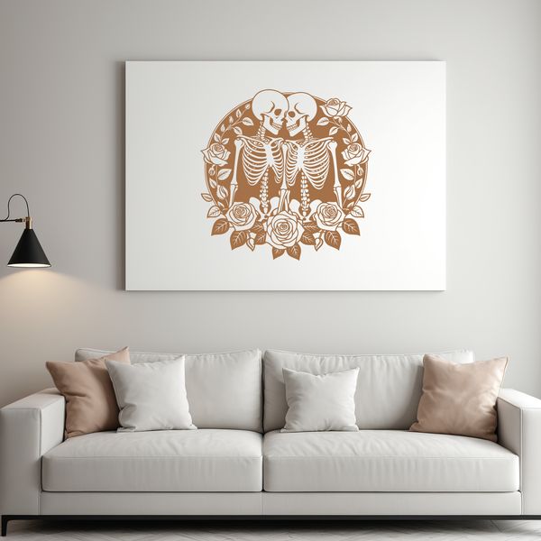 Whimsical Valentine's Day Symbol A skeleton holding a rose with an arrow through it, symbolizing love and relationships.