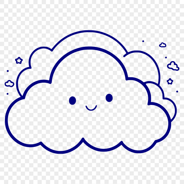 A stylized illustration of a white cloud against a light blue background.