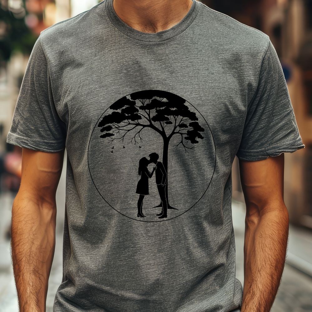 Beautiful Hand-Drawn Lovers Illustration A symbolic tree with intertwined branches, representing love and connection.