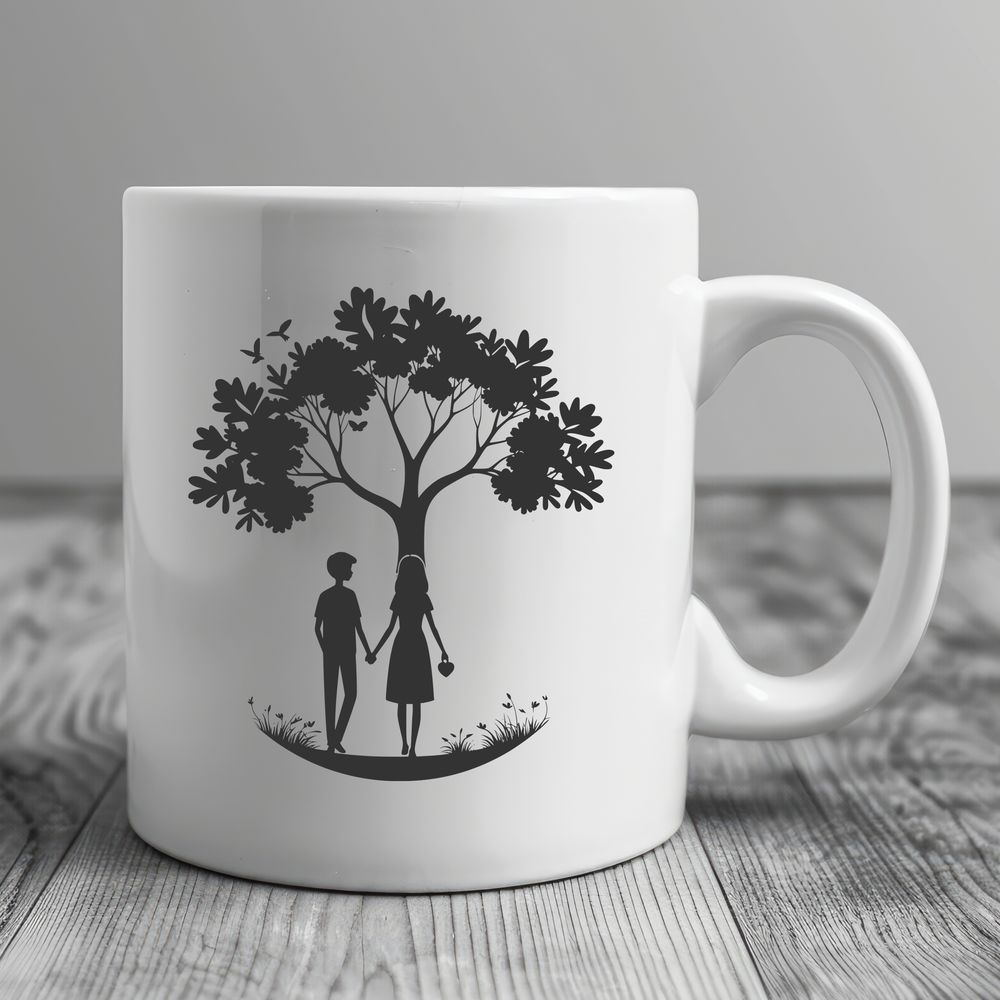 Love in Bloom Symbol Illustrative tree symbolizing love and relationships for Valentine's Day or wedding designs.