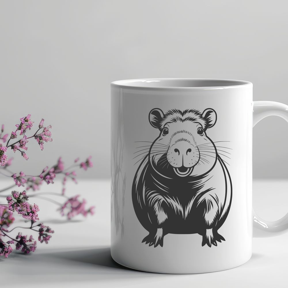 South American Rodent Clip Art SVG A large rodent with webbed feet, typical of the South American capybara species.