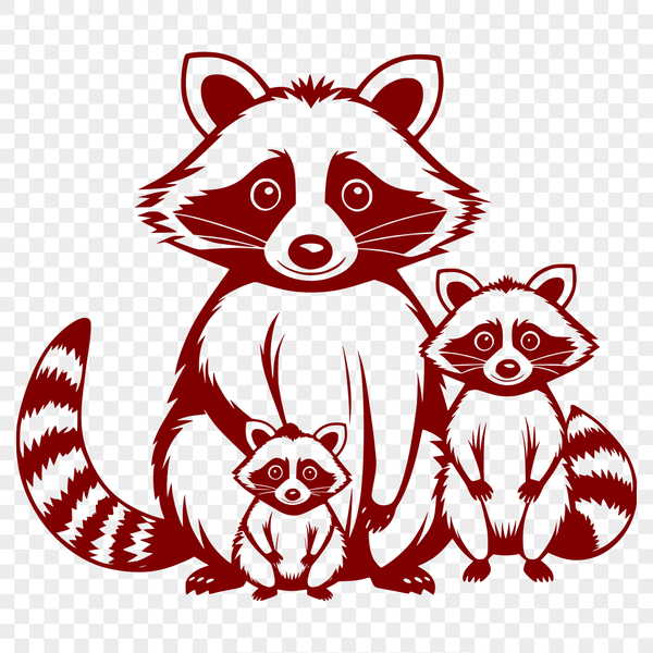 Free Vector Illustration of a Raccoon for Crafting Illustrated raccoon design in vector format, suitable for cutting machine or laser cutter projects.