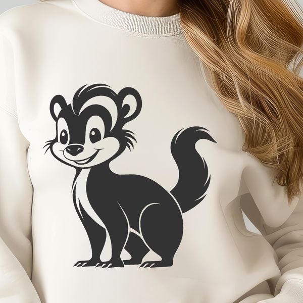 Wildlife Skunk Graphic Vector Art A wildlife illustration of a skunk in a neutral pose, suitable for various design applications.
