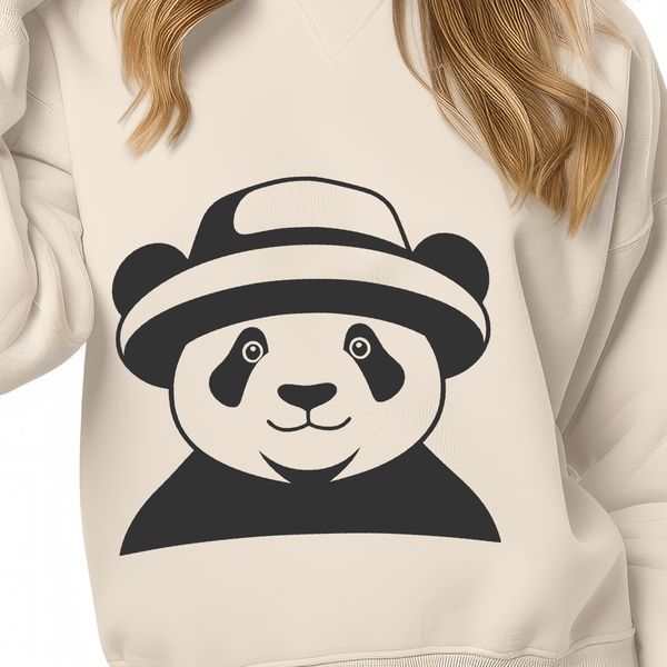 Panda in a Hat A cute panda wearing a hat in a natural setting.