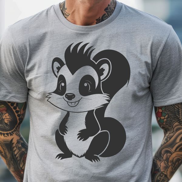 Native North American Wildlife SVG Vector illustration of a skunk, a wild animal native to North America.