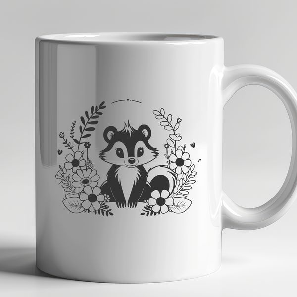 Wild Skunk Illustration SVG A realistic illustration of a skunk with a wild animal theme.