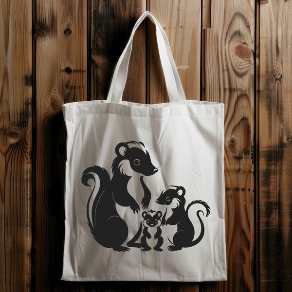 Funny Skunk Clip Art Design A cartoon illustration of a skunk in its natural habitat, suitable for use as clip art or vector design.
