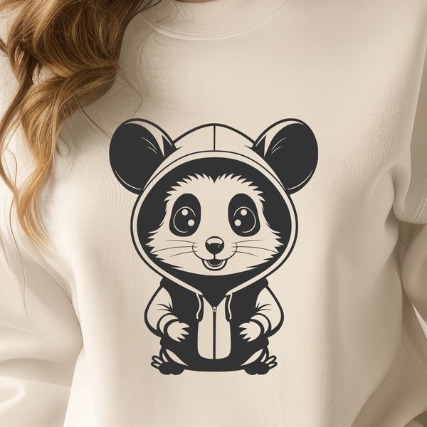 Detailed Wild Possum Illustration A detailed illustration of a small wild possum with a distinctive pointed snout and prehensile tail.
