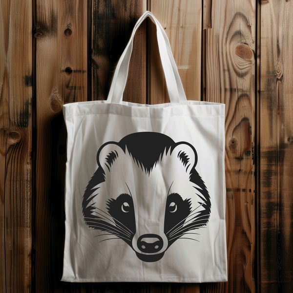 Wild Animal Portrait Illustration A close-up illustration of a badger's distinctive facial features, including its white stripes on the face.