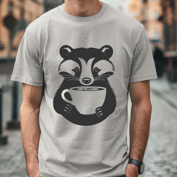 A digital illustration of a European badger in a woodland setting.