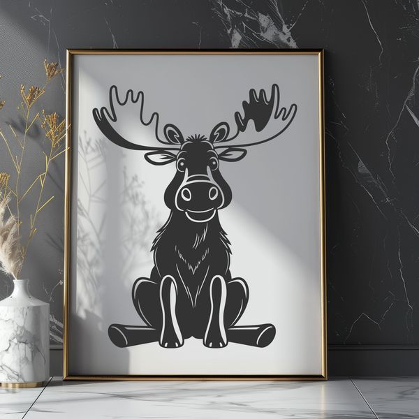 Wild Woodland Creatures Illustration An illustration of a moose in the wild, depicted in a vector style.