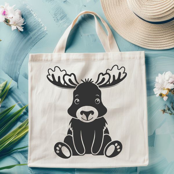 Wildlife Icon Vector Art A vector graphic representation of a moose in a stylized design format suitable for cutting machines or digital art software.