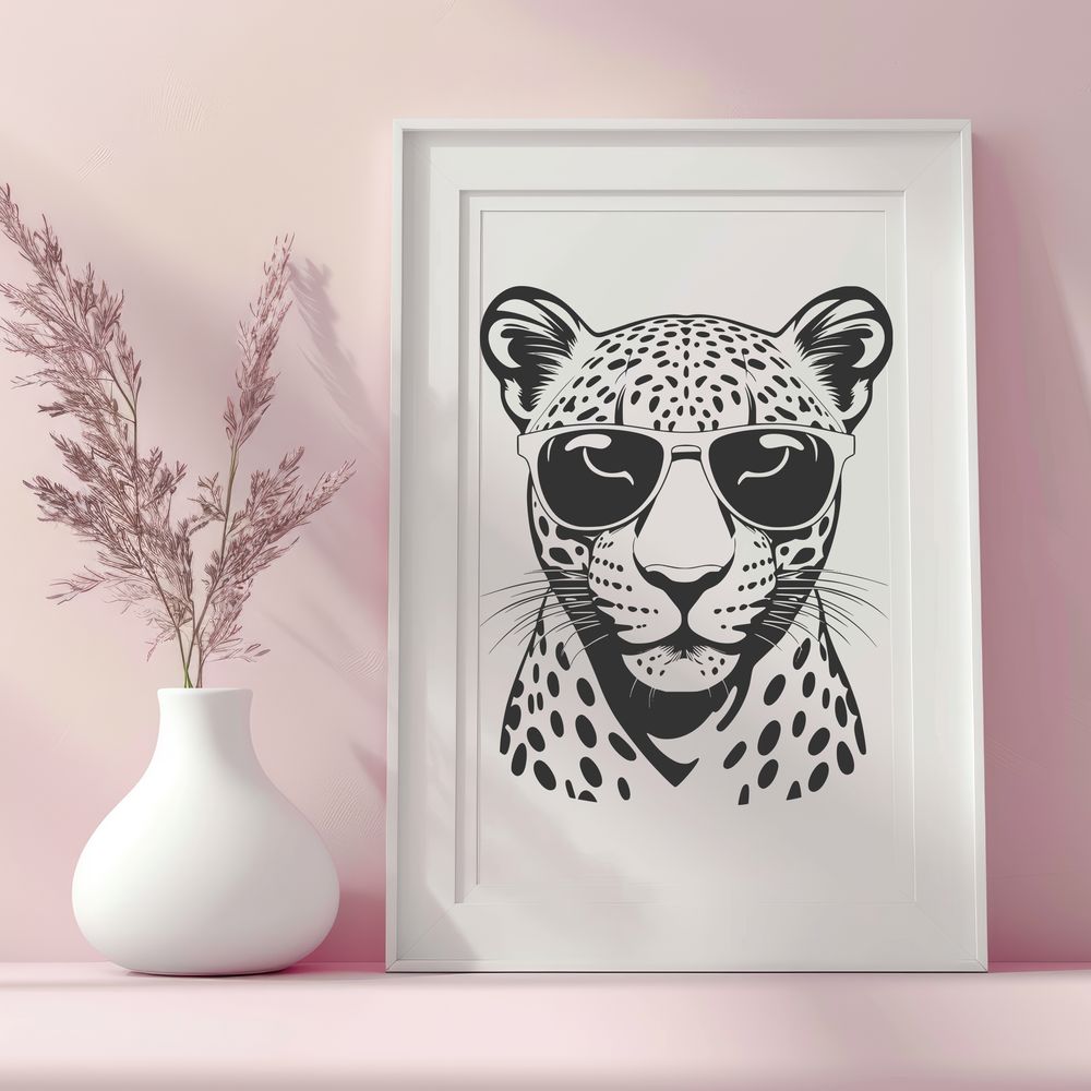 Jaguar Wearing Shades An SVG vector design featuring a majestic big cat with cool shades on its face.